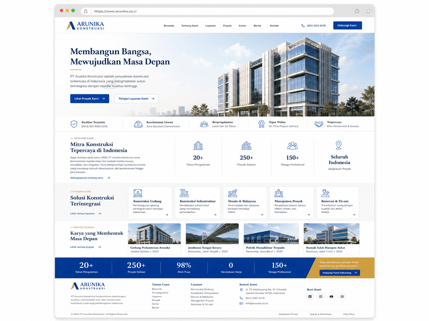 Portfolio website company profile Arunika Konstruksi