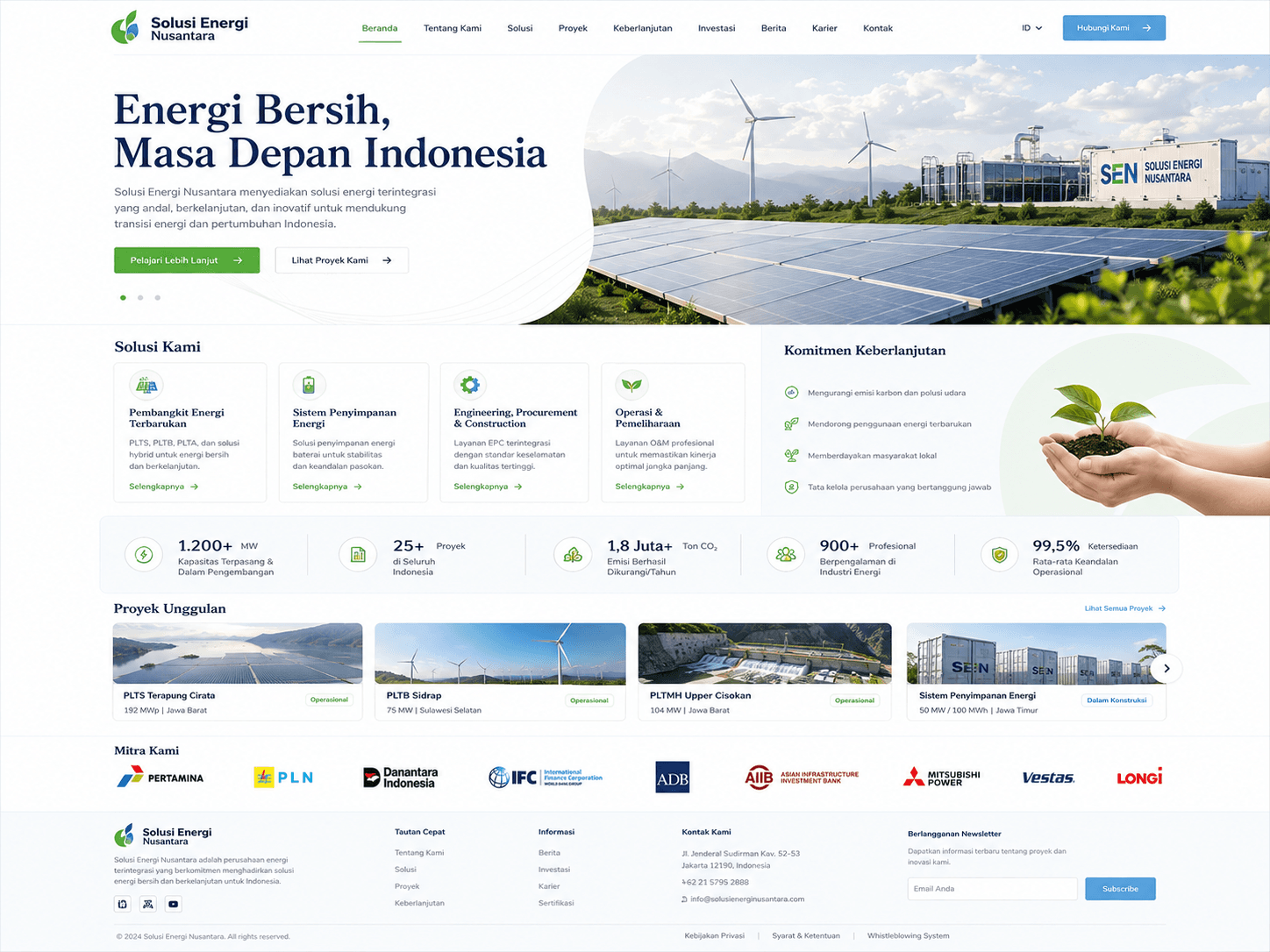 Portfolio website company profile Solusi Energi Nusantara