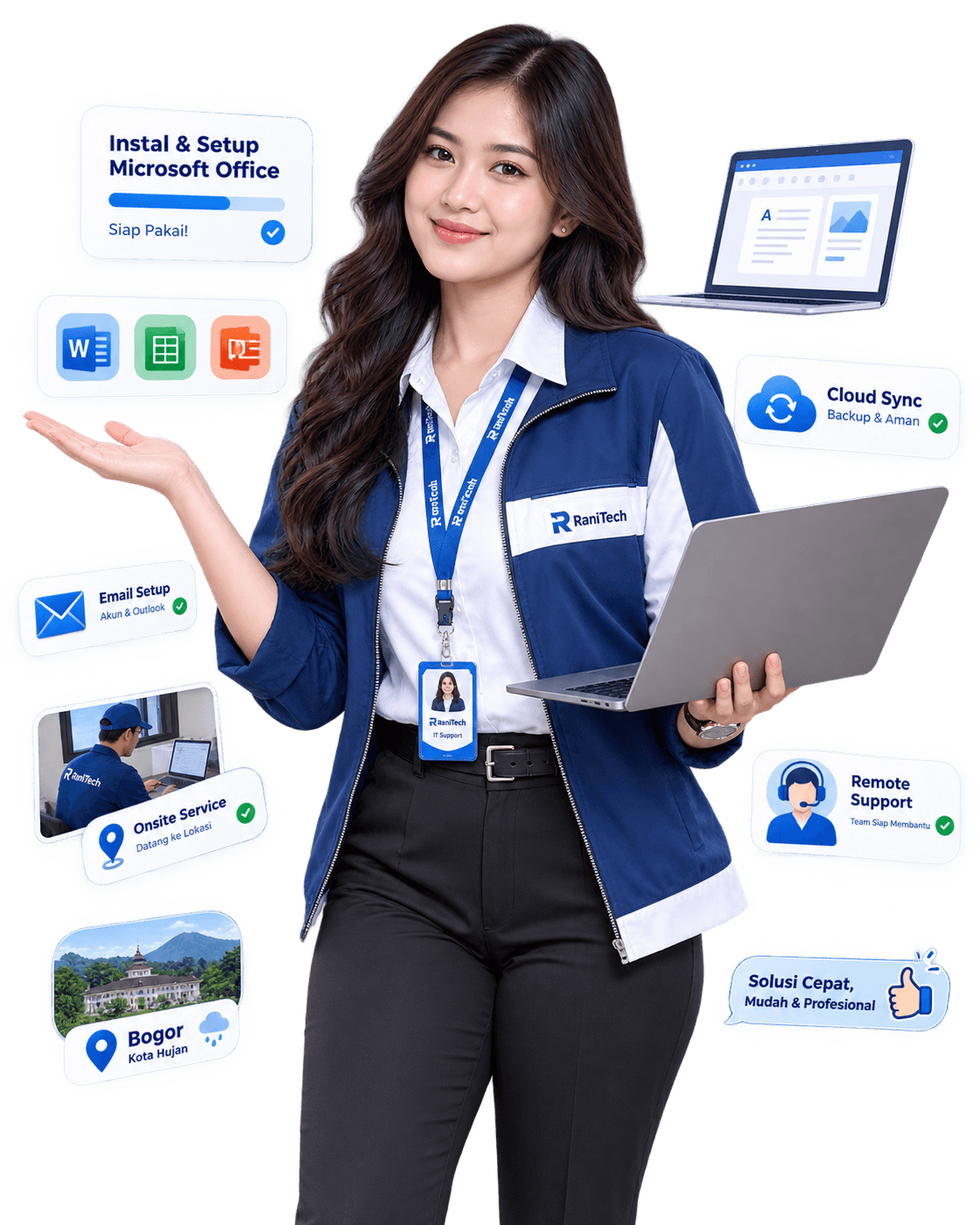 Visual teknisi instal Office panggilan Bogor RaniTech