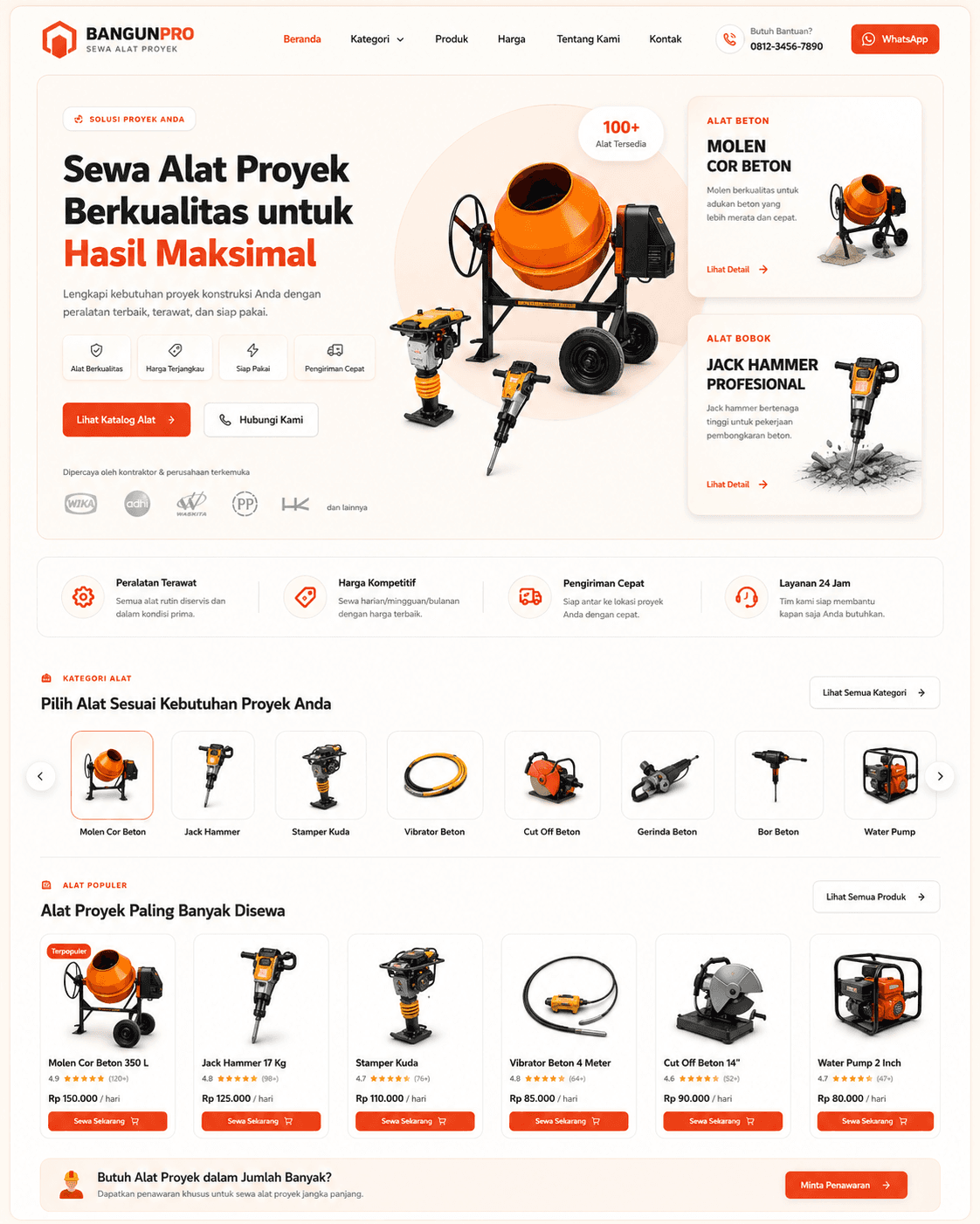 Screenshot project website ZEEDAM Konstruksindo